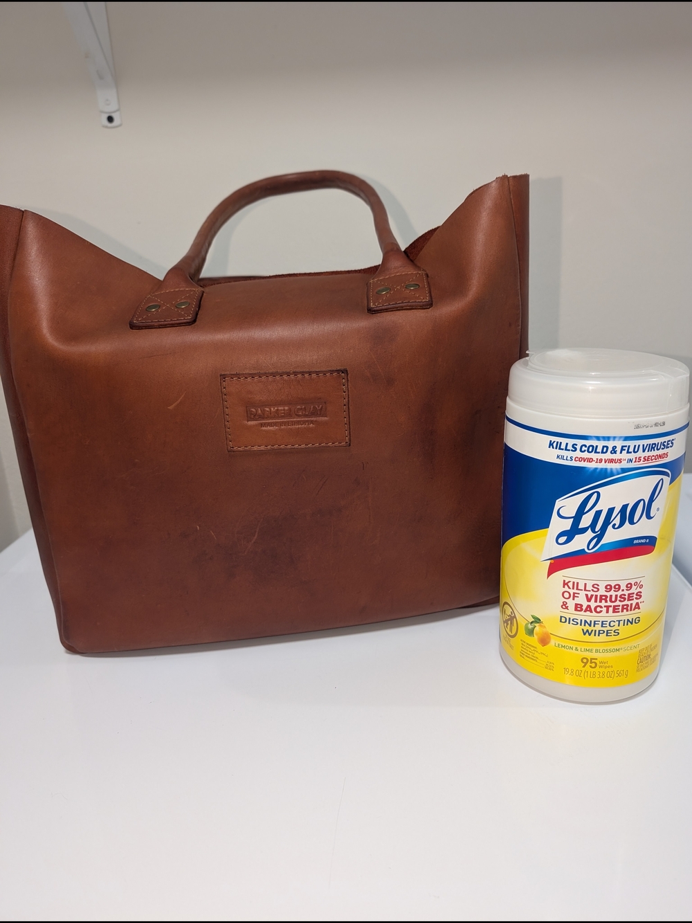 Parker Clay Large Leather Tote – Cognac Brown With Organizer Insert - Picture 3 of 7